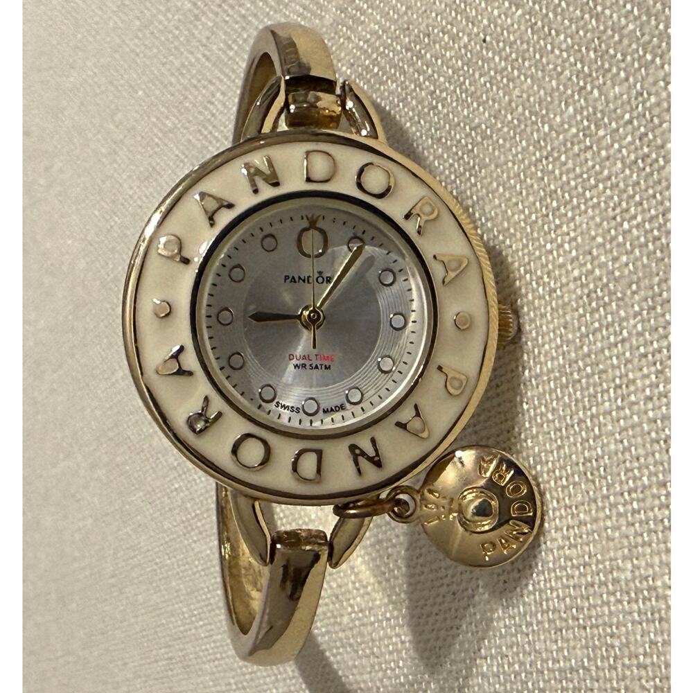 Pandora Ring Style Watch Gold Tone Size 6”- $95 Works - Picture 3 of 6